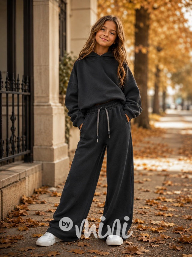Podzimní široké tepláky dark grey