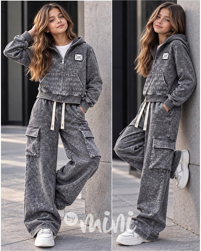 Soft cotton denim teenage souprava ANTHRACITE grey