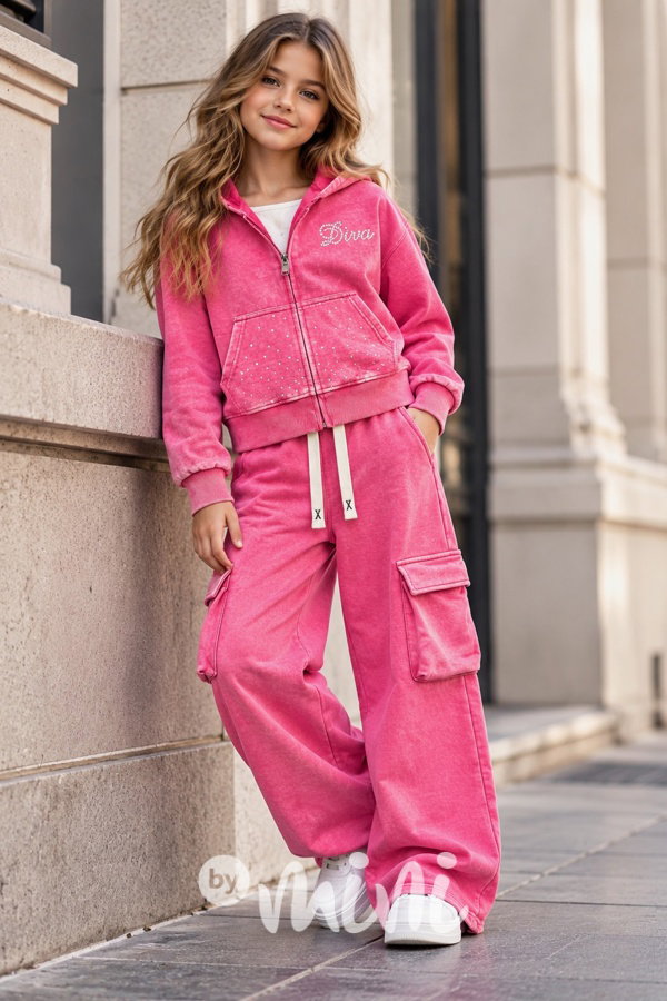 Soft cotton denim teenage souprava DIVA pink