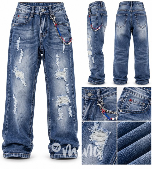 Ripped jeans s karabinou