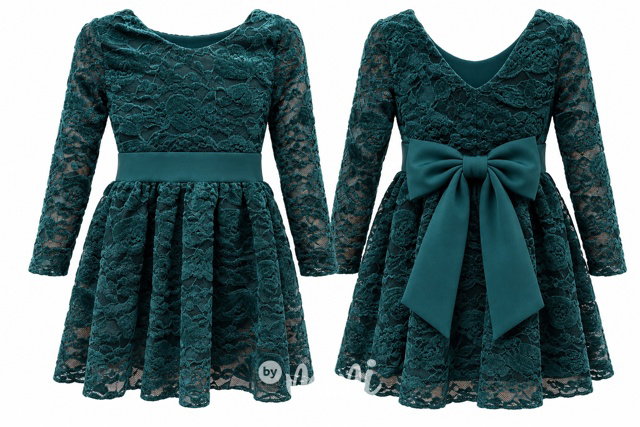 Sváteční šaty Velvet bow smaragdové