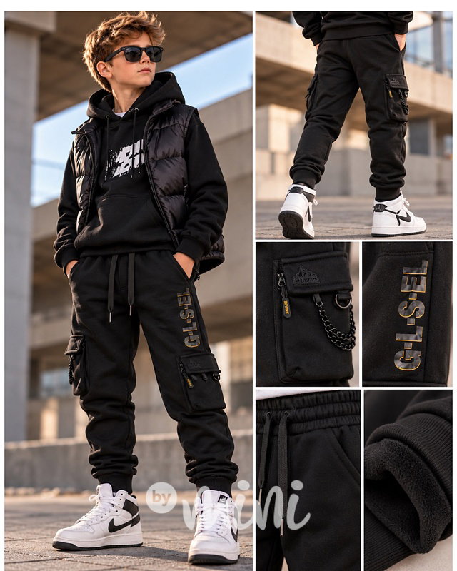 Zateplené street cargo tepláky s řetězem