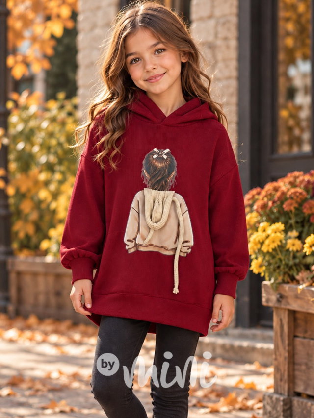 Podzimní mikinová hoodie tunika GIRL bordo