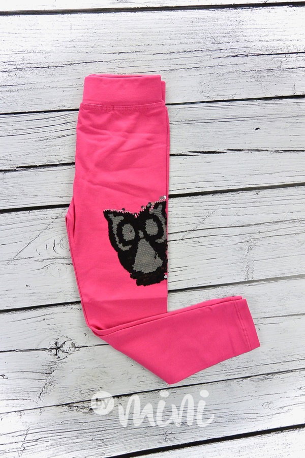 Legíny s přetáčecími flitry pink owl