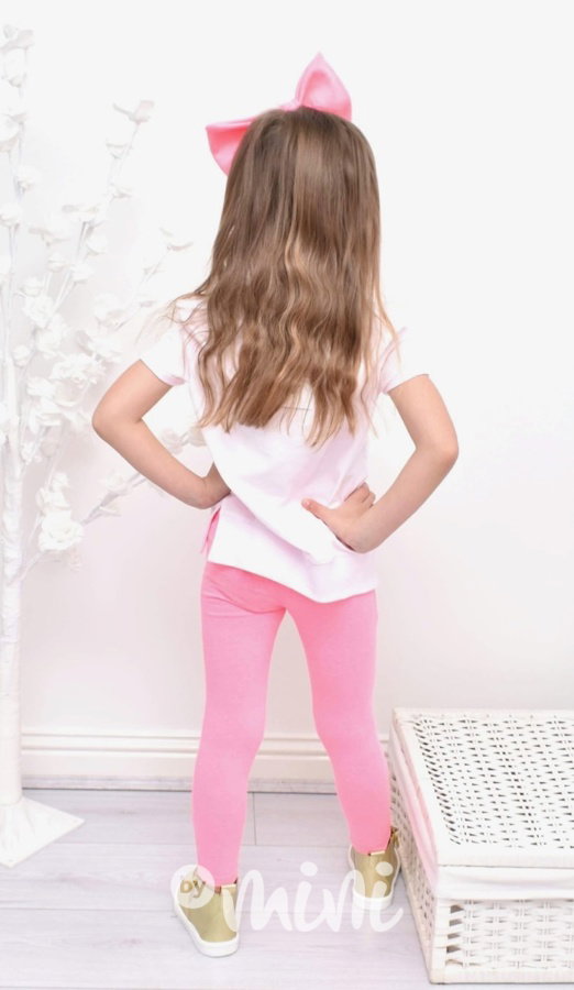 Neon pink basic dívčí legíny