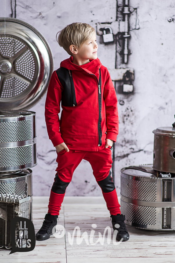 Červené leather tepláčky