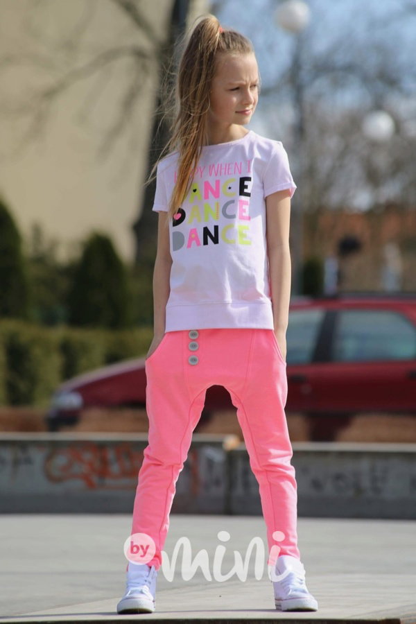 Neon pink basic slim baggy tepláčky