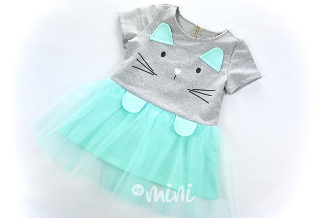 Summer cat dress mint