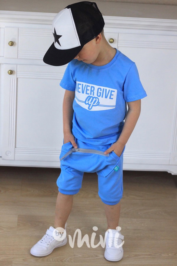 Sky blue baggy shorts zip