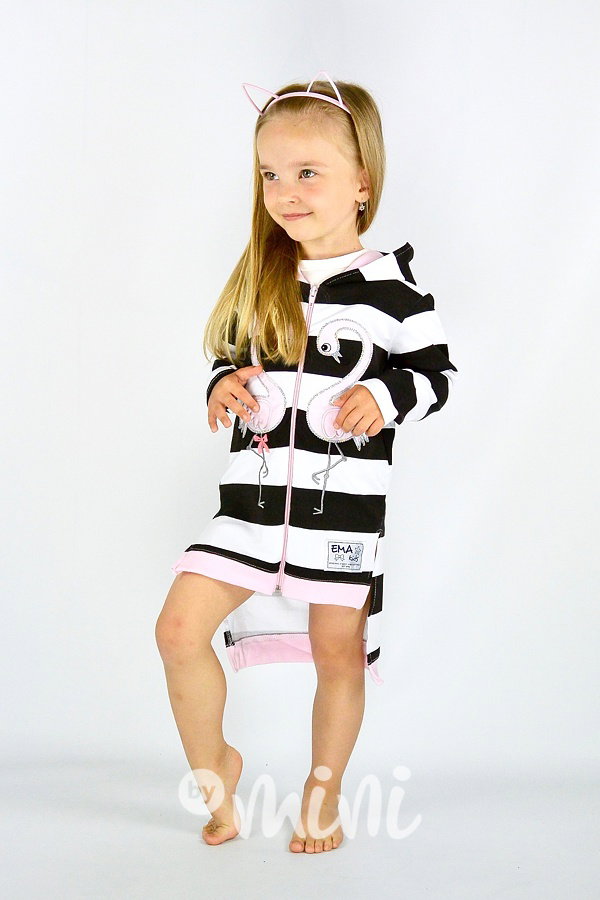 Pruhovaná Flamingo long mikina
