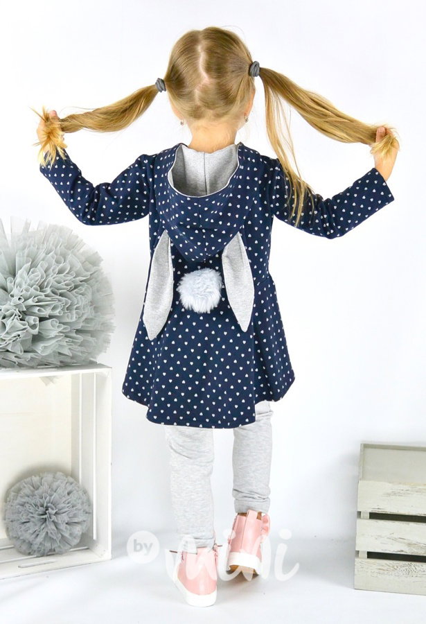 Bunny mikča s šedými srdíčky
