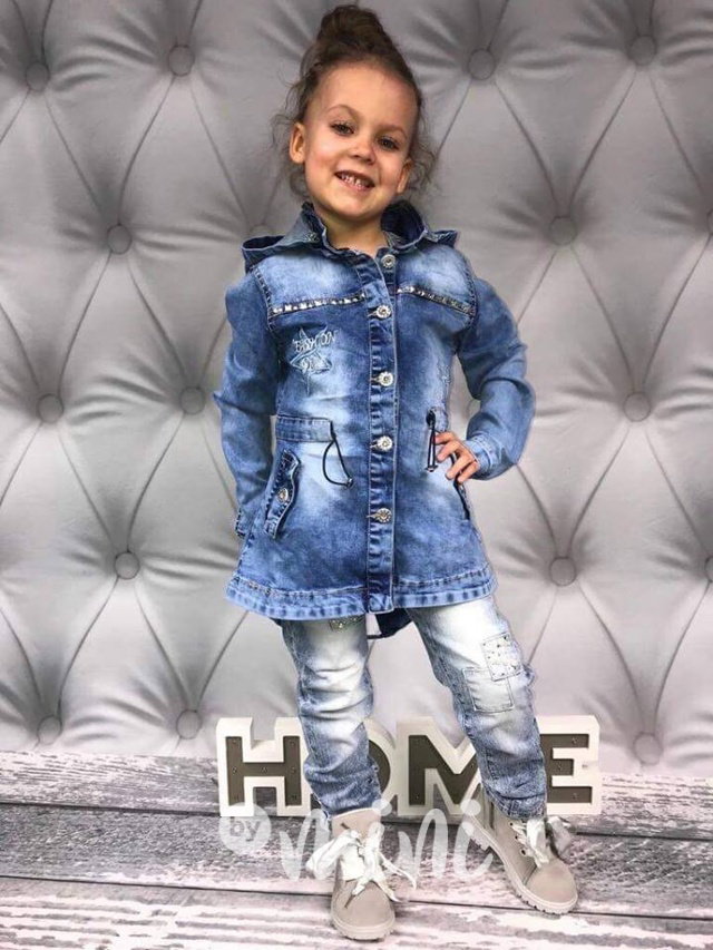 Jeans parka s nášivkami