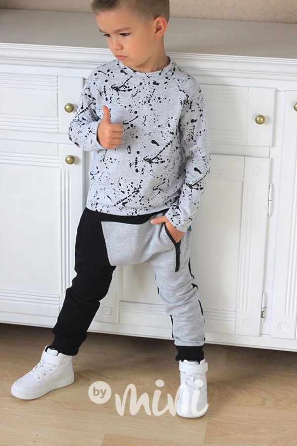 Šedočerné baggy chlapecké tepláky