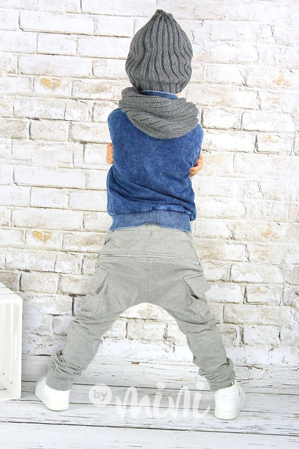 Středně šedé chlapecké baggy kapsáče