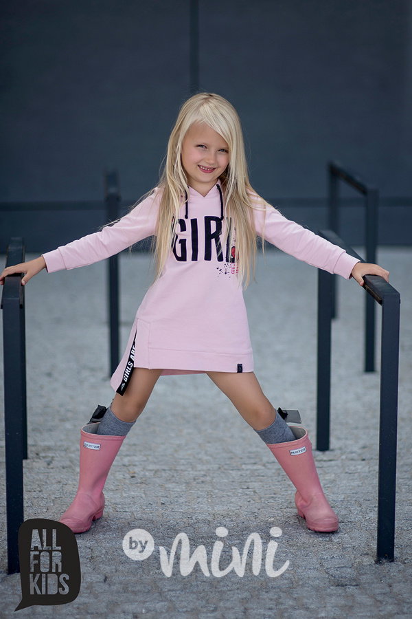 GIRL hoodie dress pink
