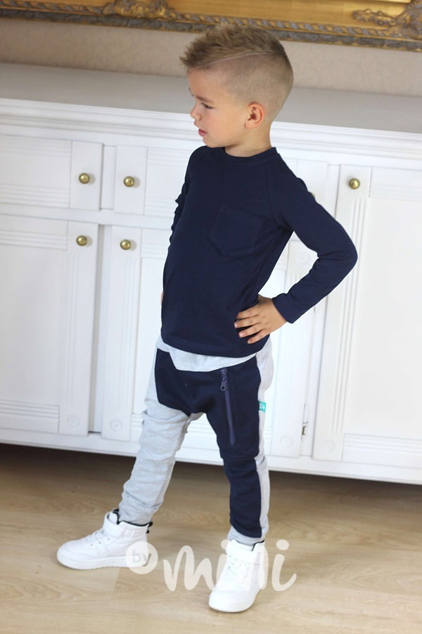 Grey/Blue baggy tepláčky se zipem