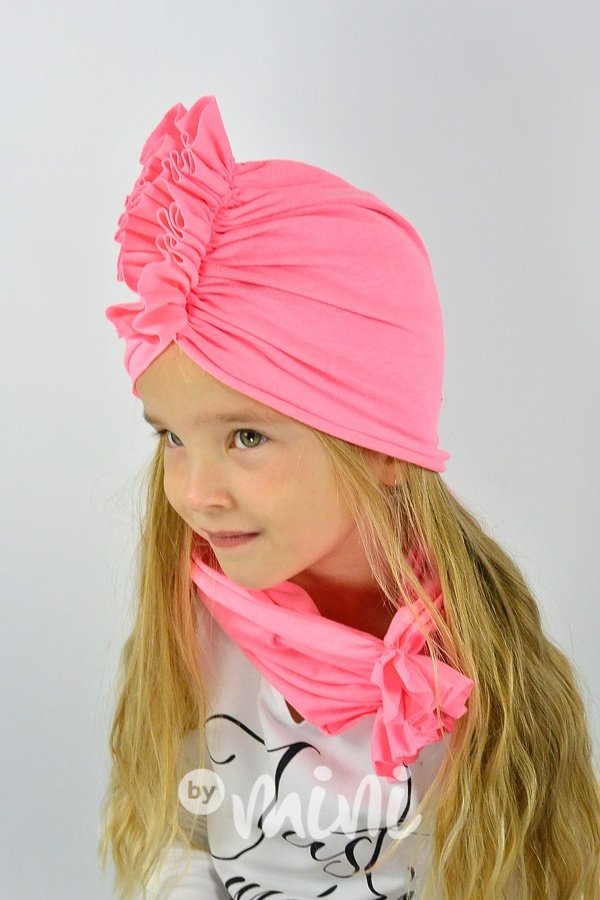 3v1 turban + nákrčník (čelenka) neon pink