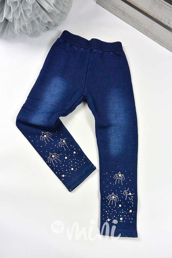 Zimní vyteplené stretch legíny jeans