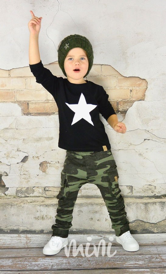 Zateplené khaki army baggy kapsáče zip