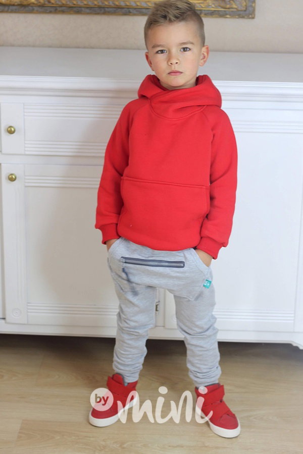 Šedé vyteplené baggy tepláčky se zipem