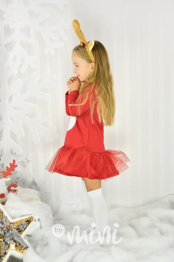 červené dětské šaty se sobem