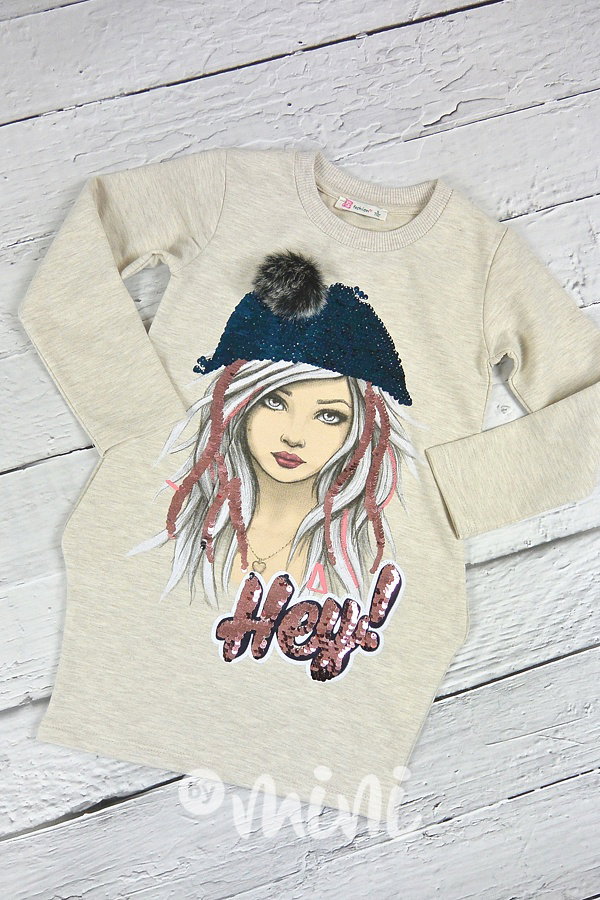 Hey hoodie tunika sand melange