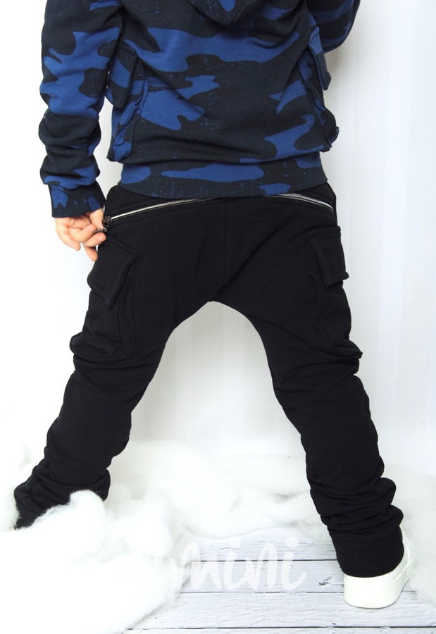 Černé chlapecké baggy kapsáče zip černé