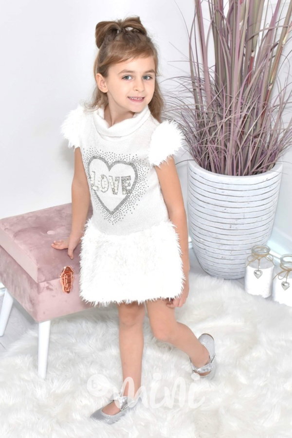 LOVE zimní šaty cream white