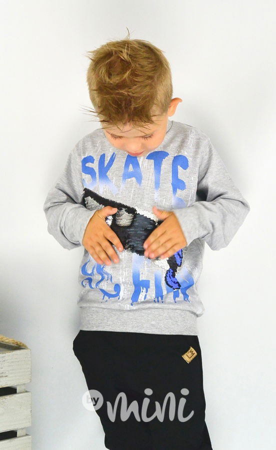 SKATE mikina s obracecími flitry šedá