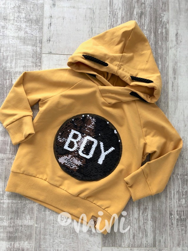 BOY mustard mikina s flitry