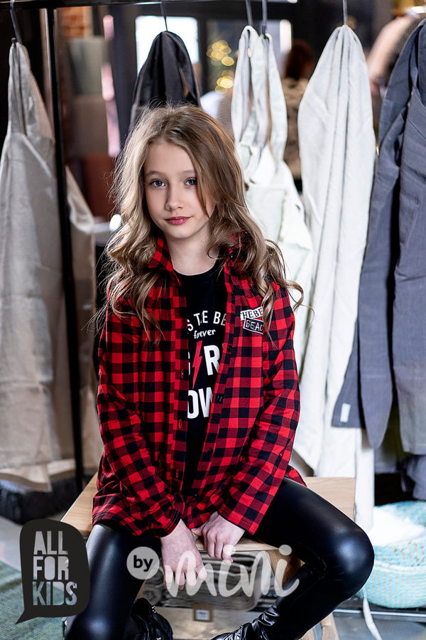Karo dívčí košile červená