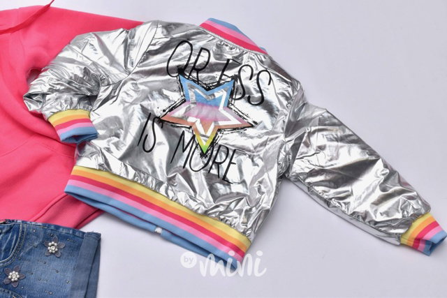 Stříbrná rainbow bunda