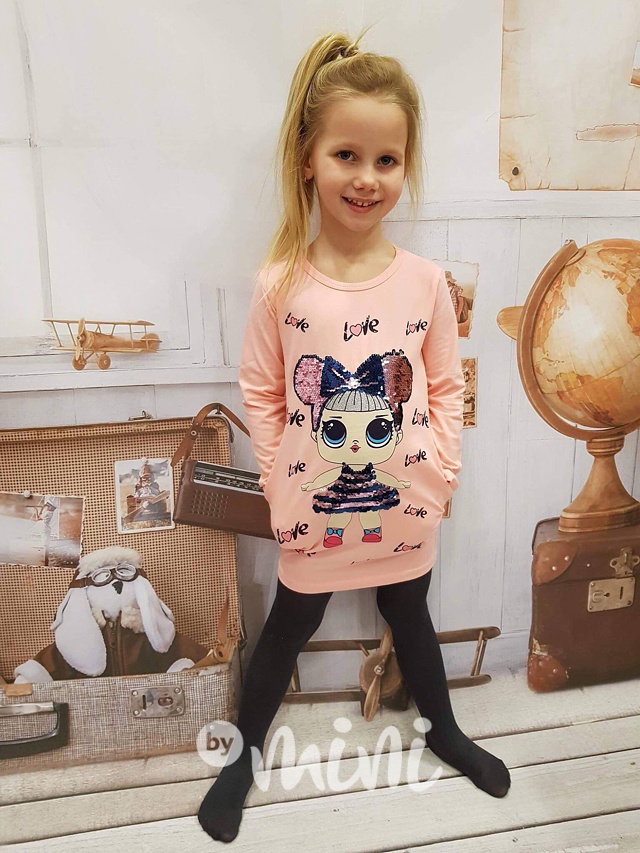 Cutie dívčí tunika s flitry peach