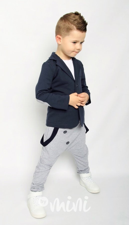 Grey & blue chlapecký set -  sako a kalhoty
