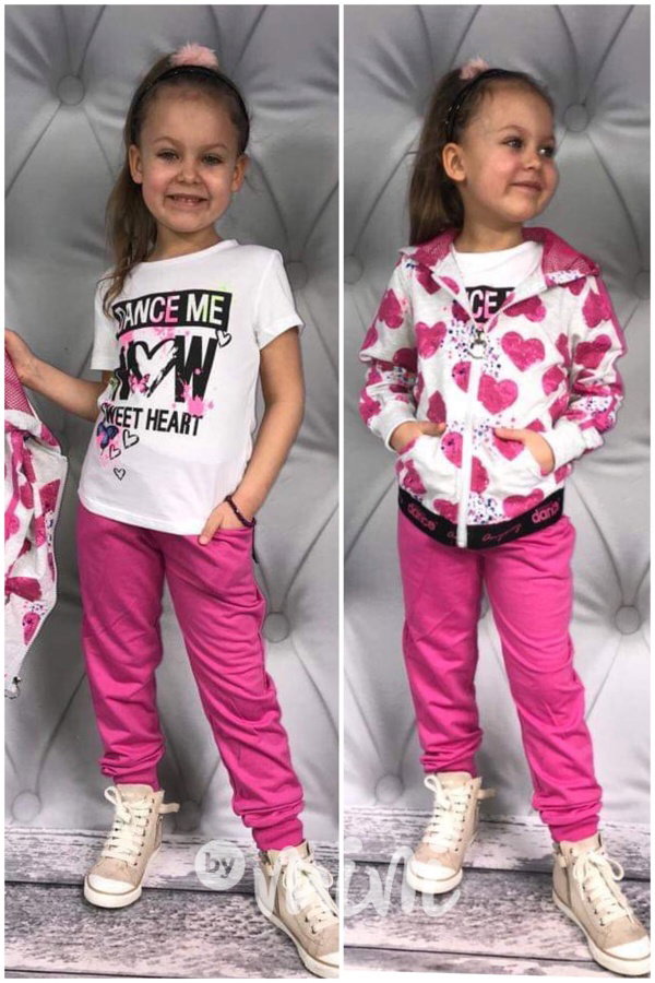 3ks Komplet srdíčka pink