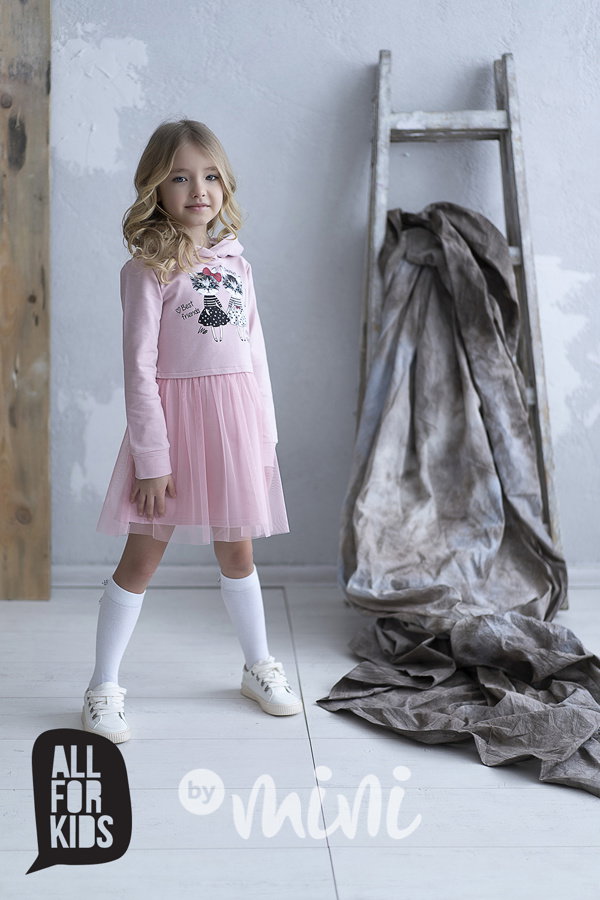 Best friend šaty s kapucí pink