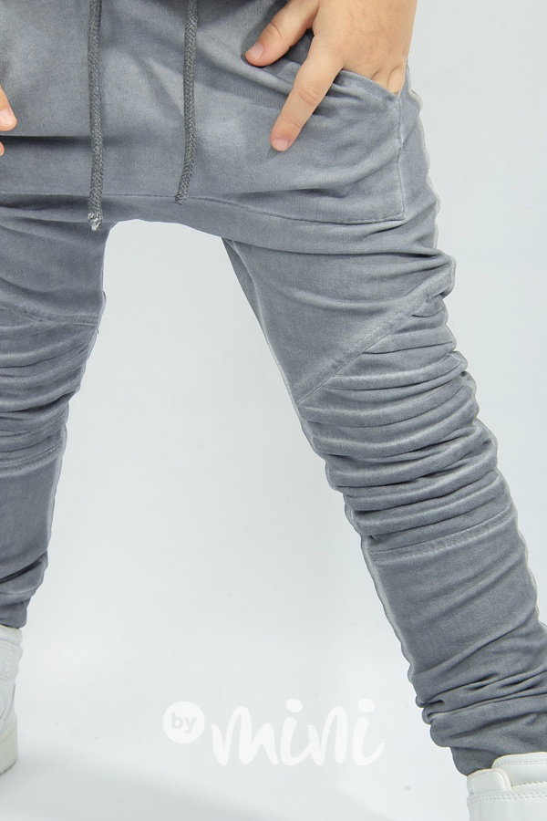 Biker pants acid wash grey