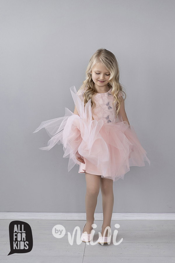 Luxury pink butterfly slavnostní šaty s motýlky