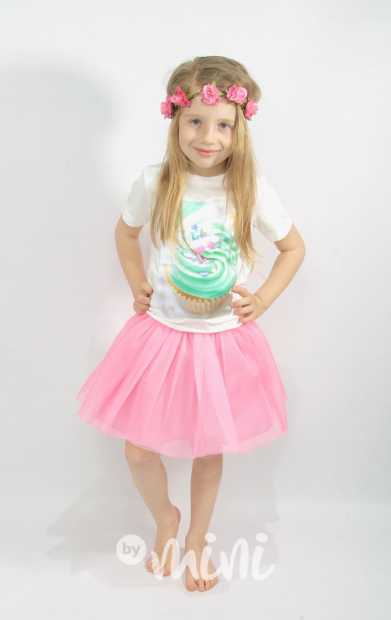 Cupcake dívčí tutu set růžový - tylová sukně+ triko