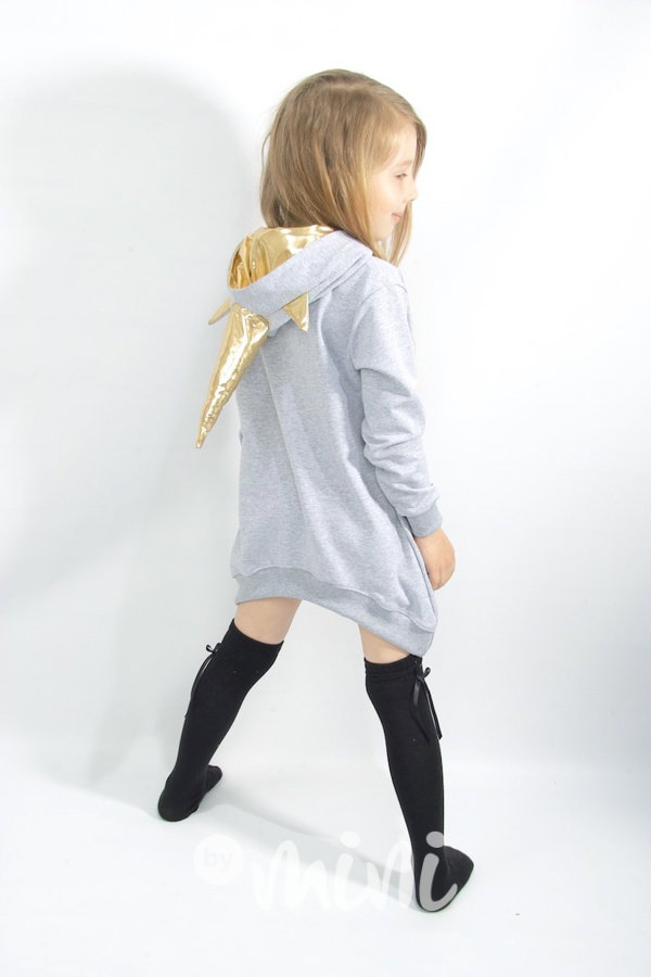 Unicorn gold asymetrická mikina šedá