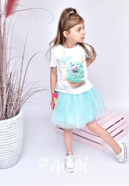 Dívčí cupcake zelený set - tutu sukně+triko