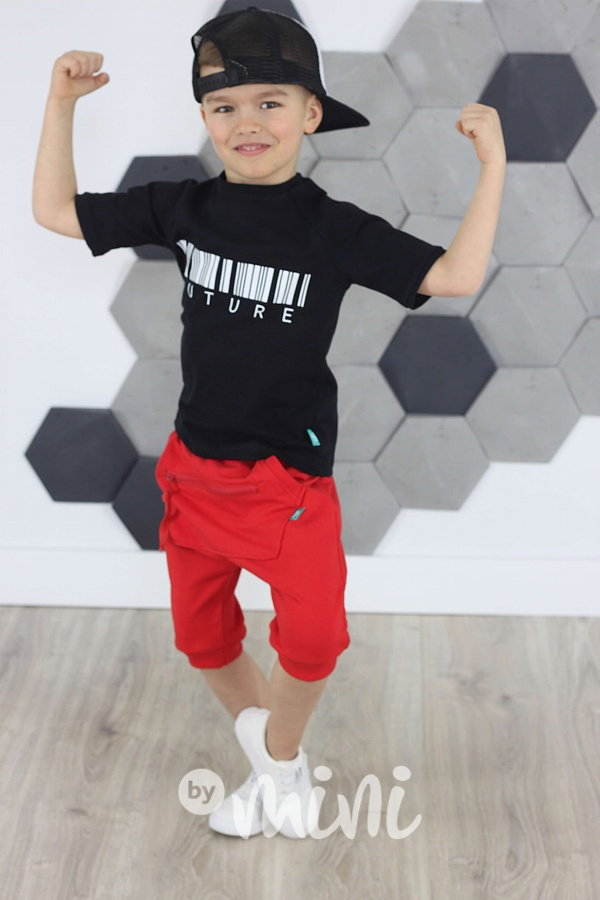 Red baggy shorts zip