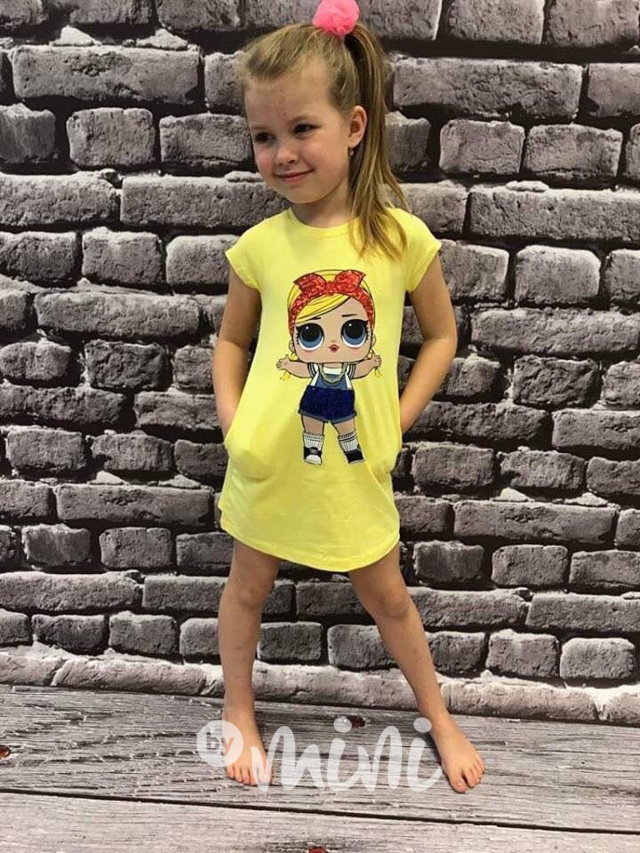LOL dětské šaty žluté s panenkou