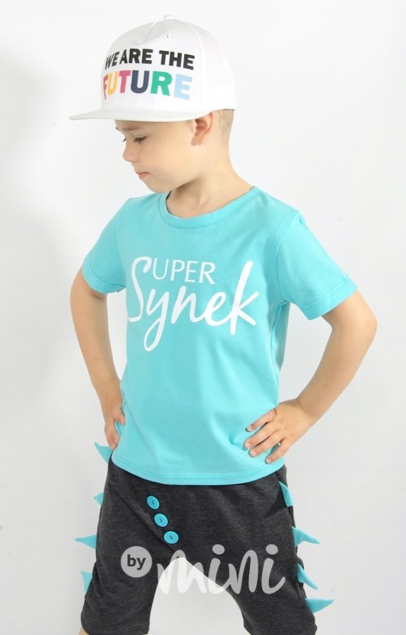 Chlapecké tyrkysové tričko s nápisem Super synek bymini