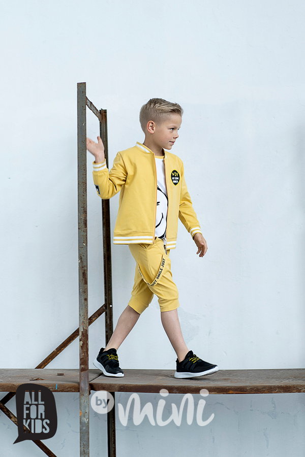 Smile designová žlutá mikina