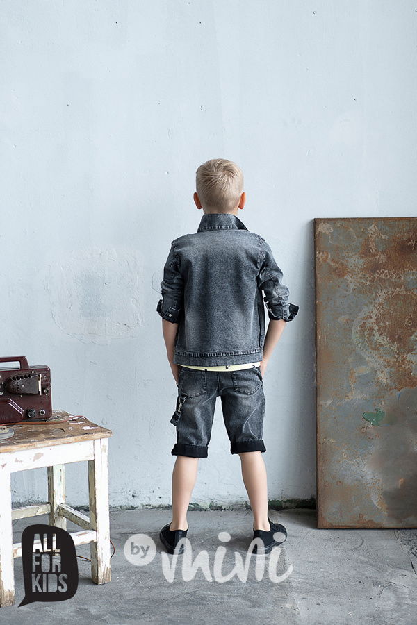 Jeans grafit chlapecká bunda s printem