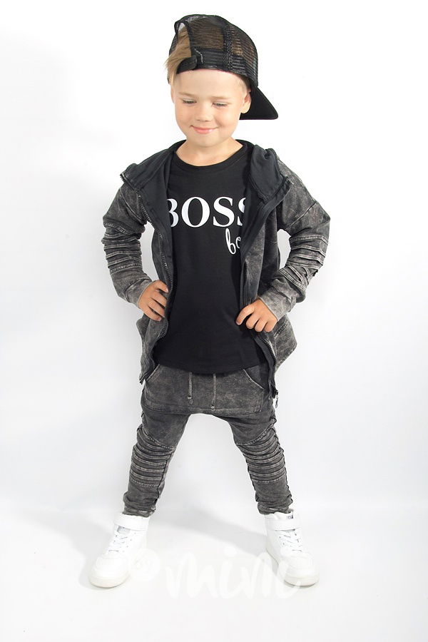 Acid wash biker mikina black