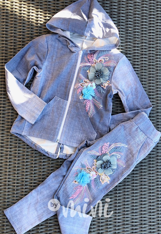 Flower tepláková dívčí souprava jeans