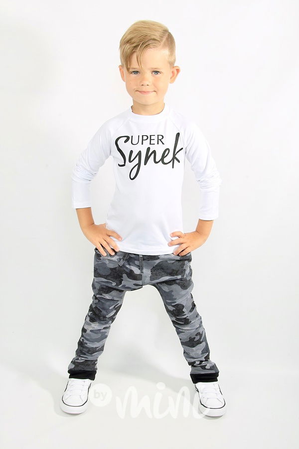 Chlapecké bílé triko s dlouhým rukávem s nápisem