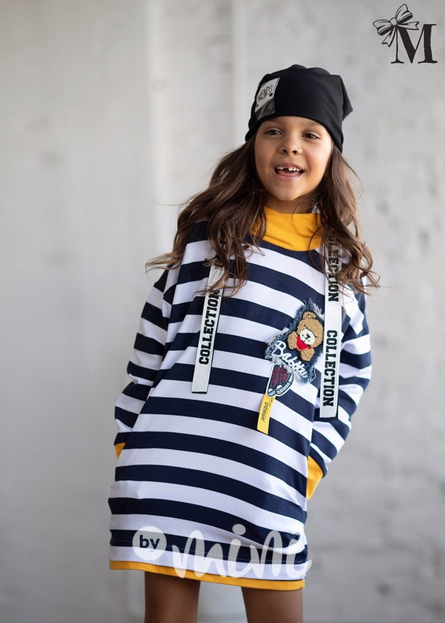 Pruhovaný hoodie dress